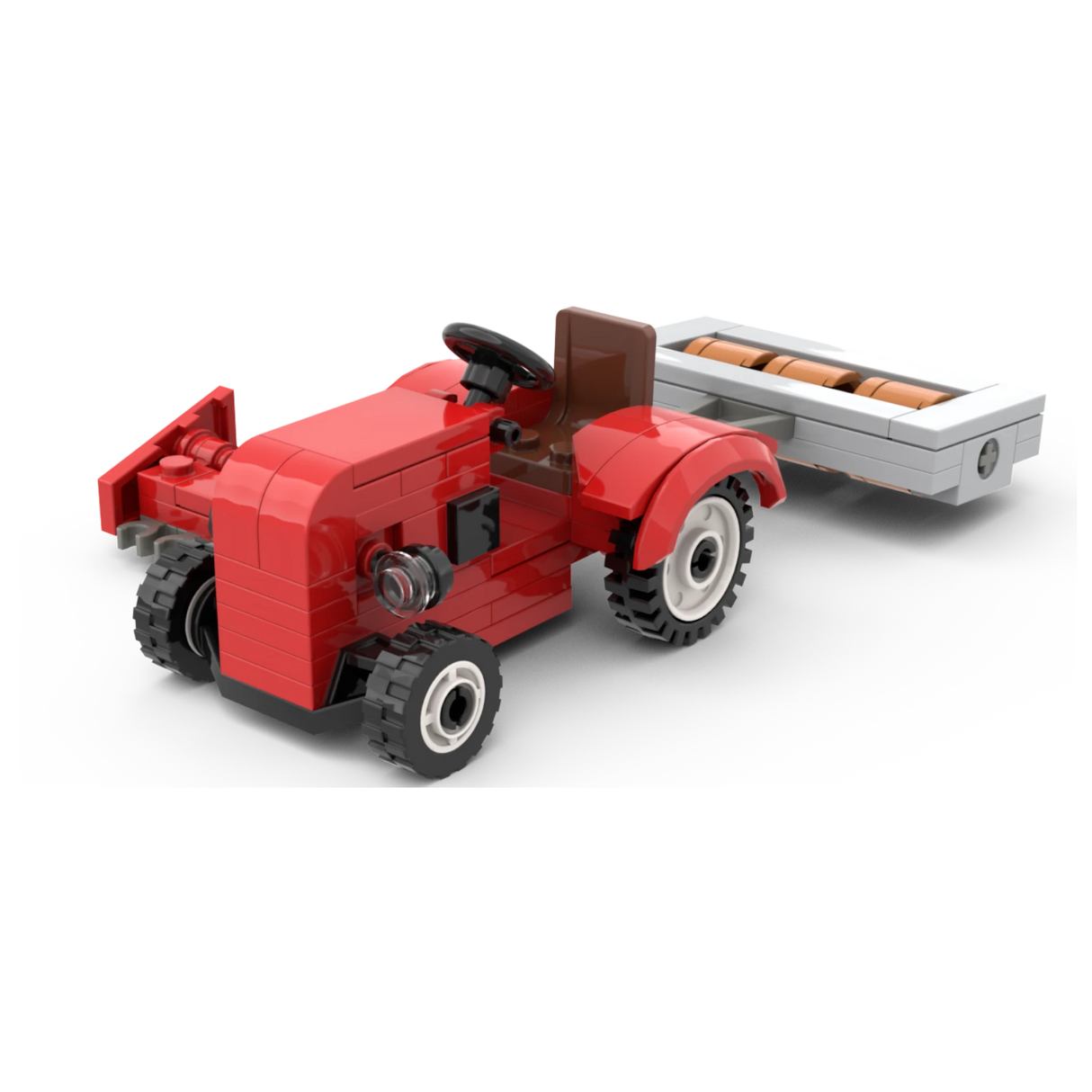 Kiddicraft KC1113 - Roter Trecker mit Walze und Mähbalken