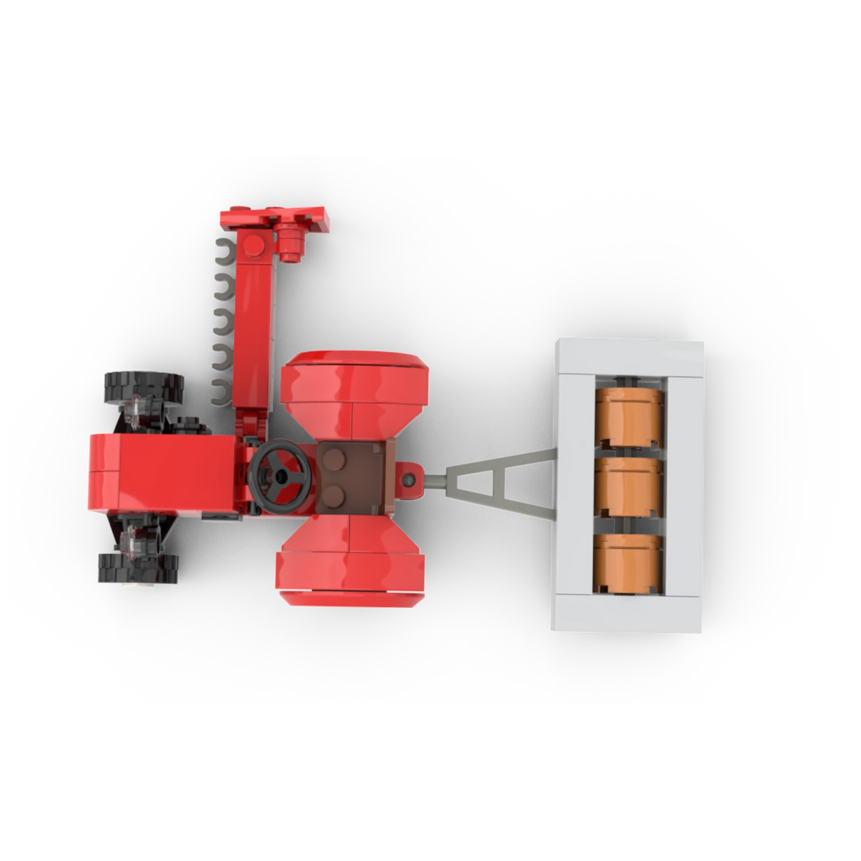 Kiddicraft KC1113 - Roter Trecker mit Walze und Mähbalken