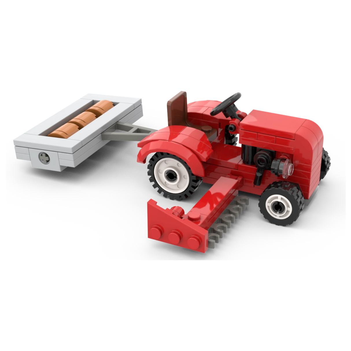 Kiddicraft KC1113 - Roter Trecker mit Walze und Mähbalken