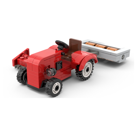 Kiddicraft KC1113 - Roter Trecker mit Walze und Mähbalken