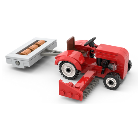 Kiddicraft KC1113 - Roter Trecker mit Walze und Mähbalken